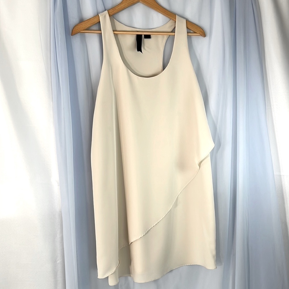 Petticoat Alley winter white racer back sleeveless minimalist shift dress medium